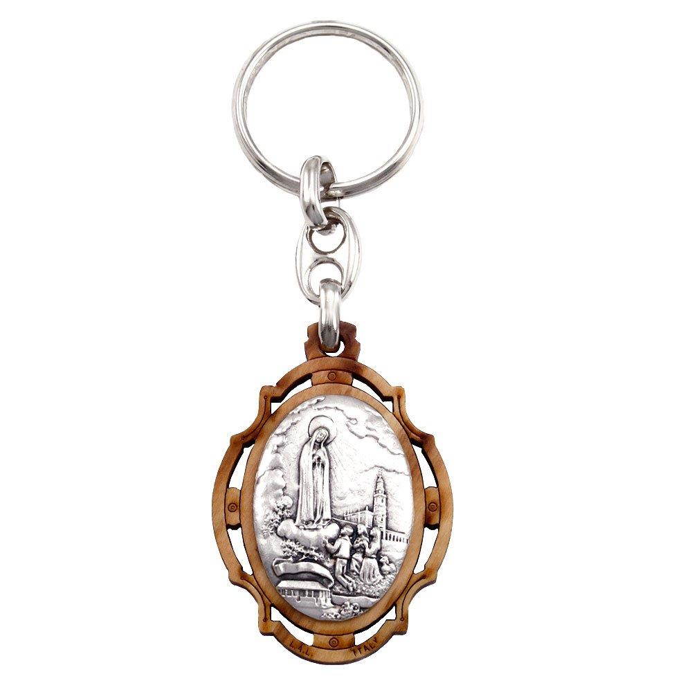 Lady of Fatima Keychain Olive Wood