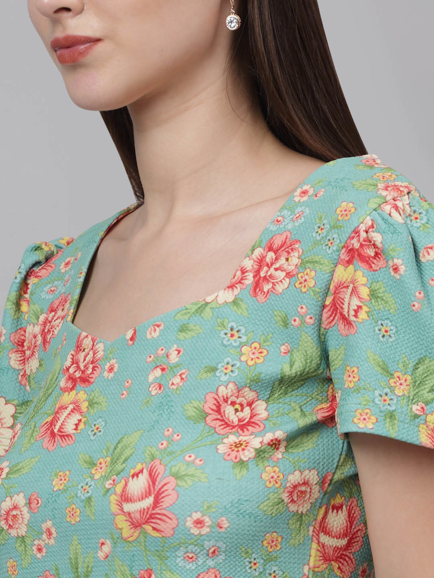 NEUDIS Green Floral Print Top