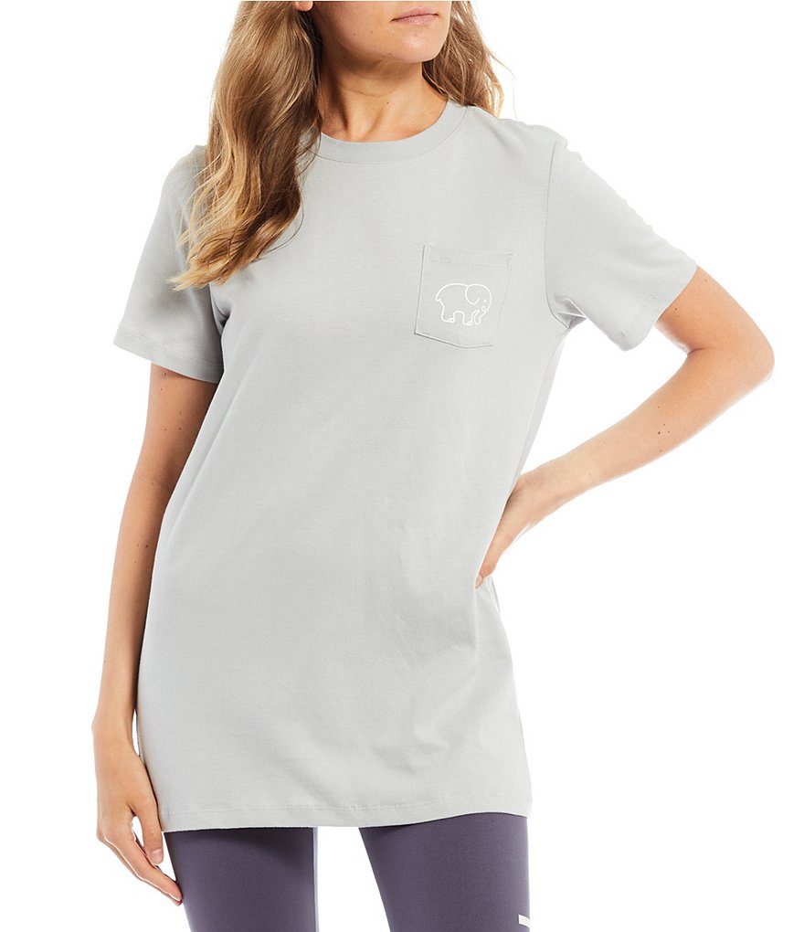 Ivory Ella Short-Sleeve Organic Cotton Logo Graphic Pocket Tee