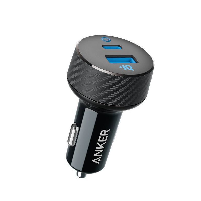 Anker 2-Port PowerDrive 27W USB-C Car Charger (with 3' USB-C to USB-A Cable) - Black