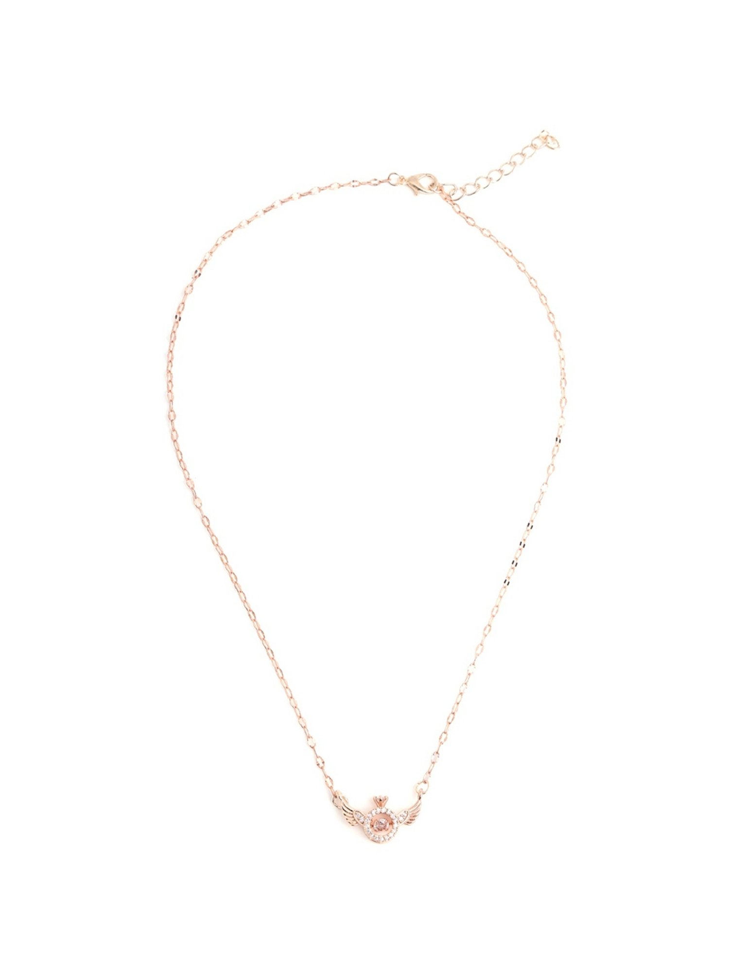 Prita by Priyaasi Ring Wings Studded Rose Gold-Plated Link Necklace