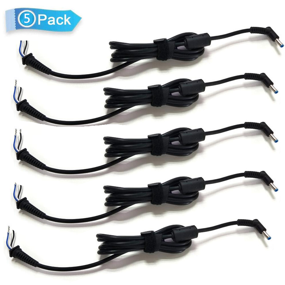 5-Pack DC Connector Size 4.5 x 3.0mm 4.5*3.0 mm Power Supply Plug Connector With Cord / Cable For Hp Envy Pavilion 14 15 Laptop Adapter Charger Cable