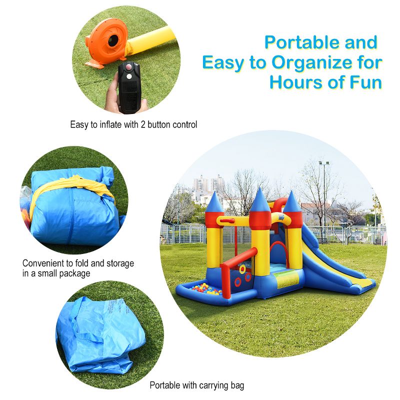 Costway Inflatable Bounce House Slide Bouncer Kids Castle Jumper w/ Balls & 780W Blower