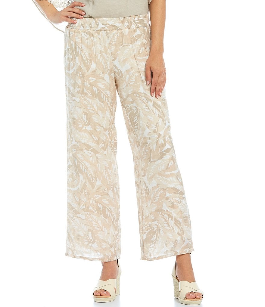 I.N. Studio Printed Gauzy Texture Pull-On Wide Leg Palazzo Pants