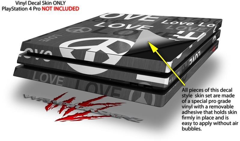 Love Peace Gray PS4 Pro Skin fits Sony Playstation 4 Console