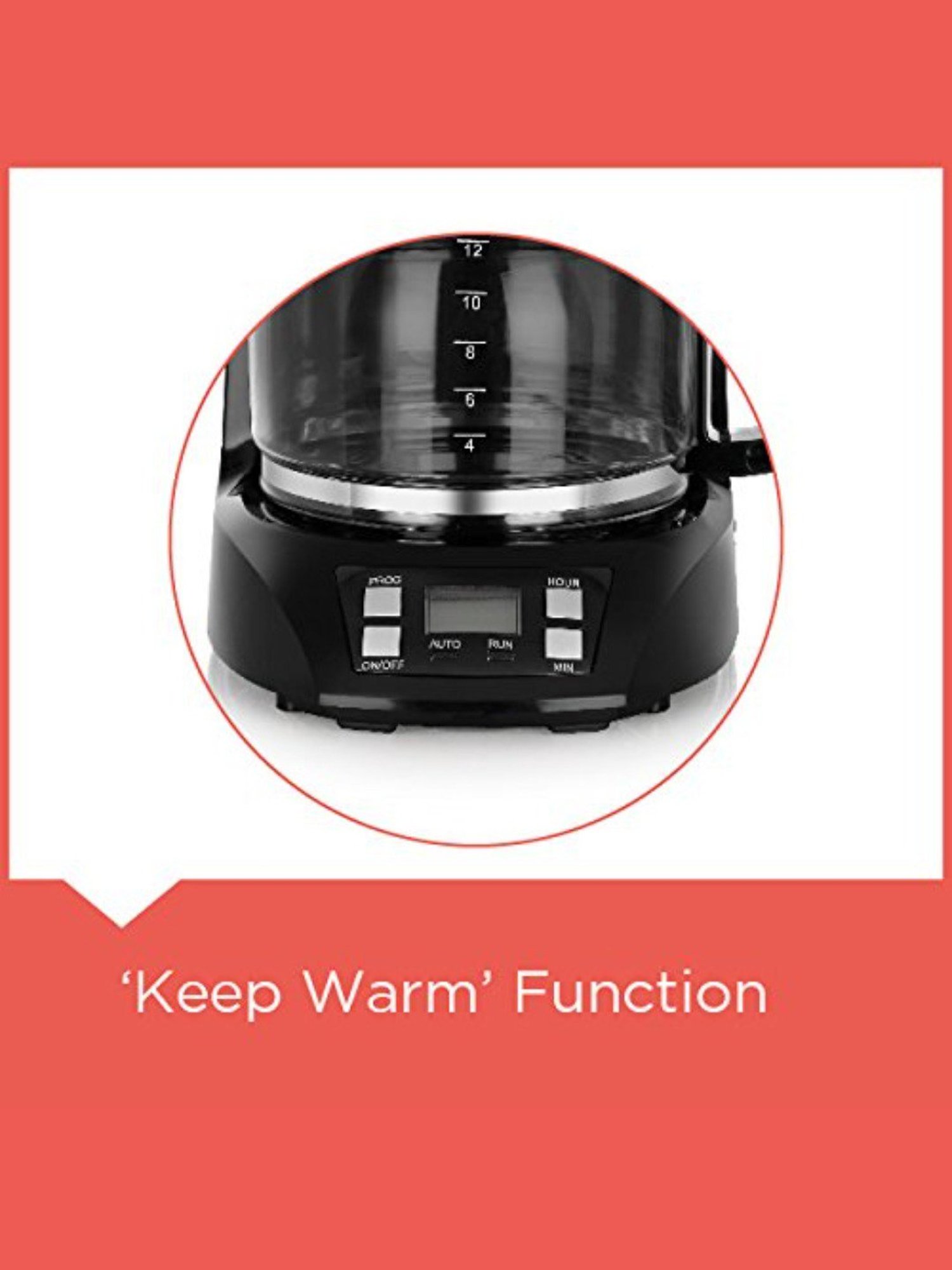 BLACK+DECKER BXCM1201IN Drip Coffee Maker 900W, 1.5L with  Auto Keep Warm Function (Black)