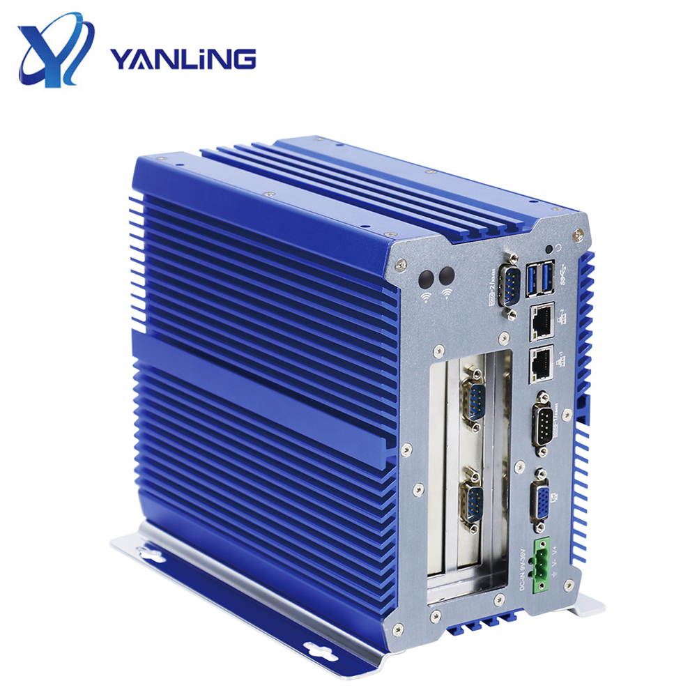 Fanless Industrial PC , Intel Celeron 3865U Rugged Computer, IPC Mini PC, Windows 10 Pro with 6 USB 9 to 36V 2 PCI or 1 PCIE 4X 1 PCI 2 Intel LAN 3G 4G WiFi Support SIM Slot 8 G RAM 128G SSD