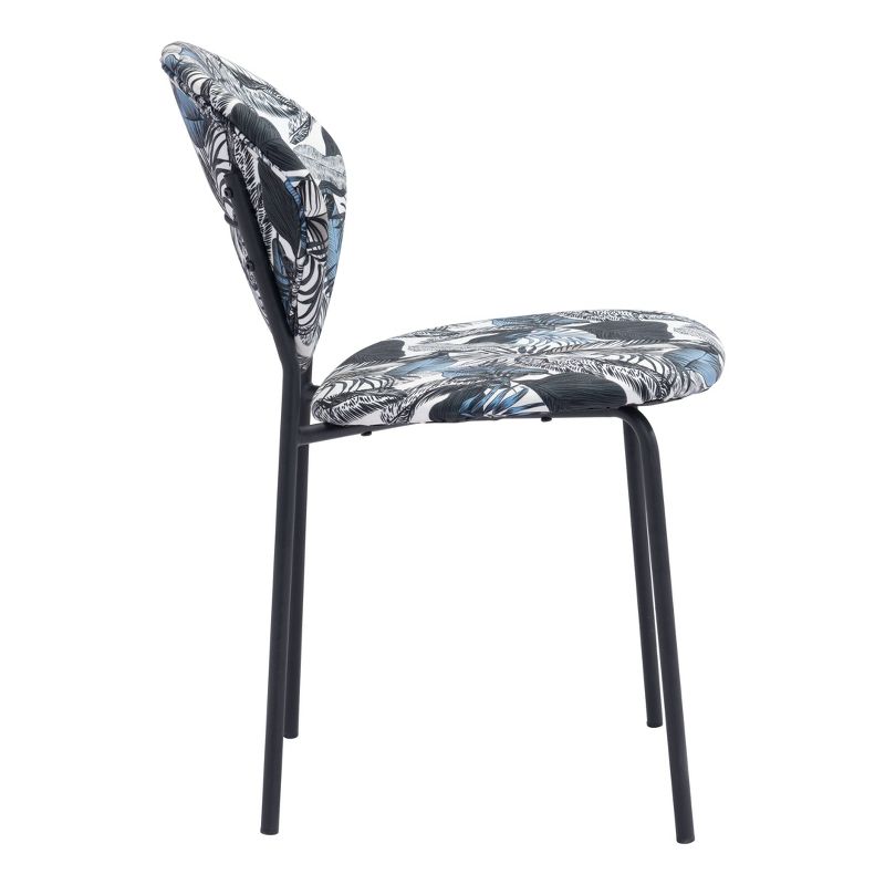 Set of 2 Coral Dining Chairs Leaf Print/Black - ZM Home