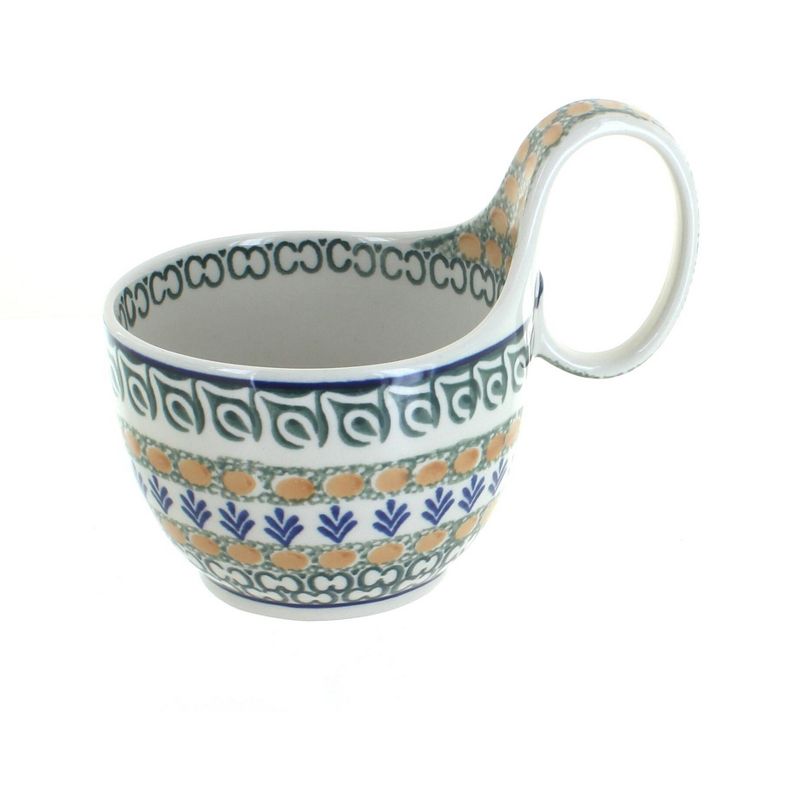 Blue Rose Polish Pottery Herb Garden Soup Mug