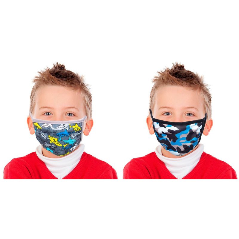 Bioworld Boys' 2pk Fashion Face Covering - Shark/Camo