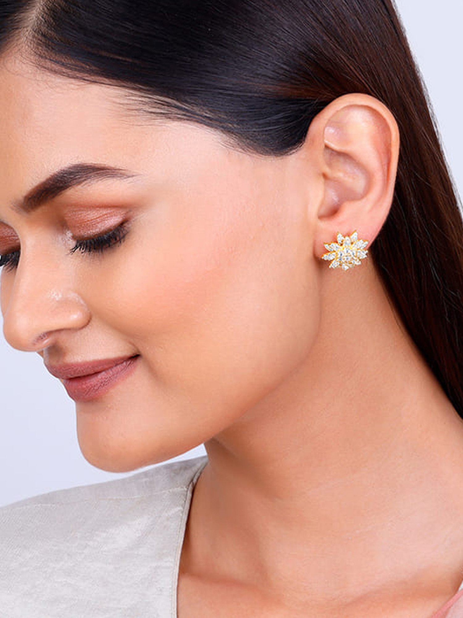 GIVA 925 Silver Golden Petals Studs for Women & Girls