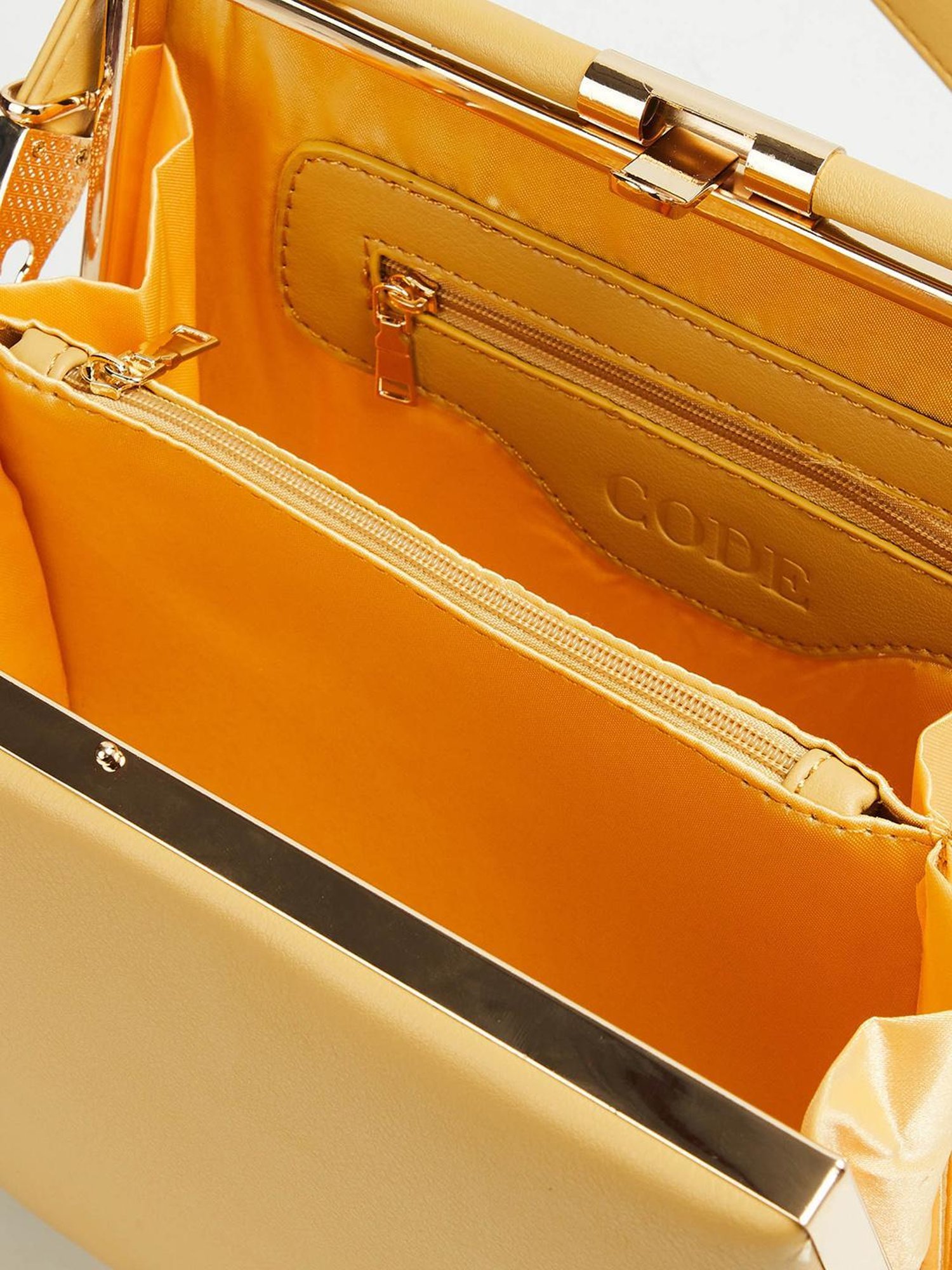 Code by Lifestyle Yellow Solid Handbag