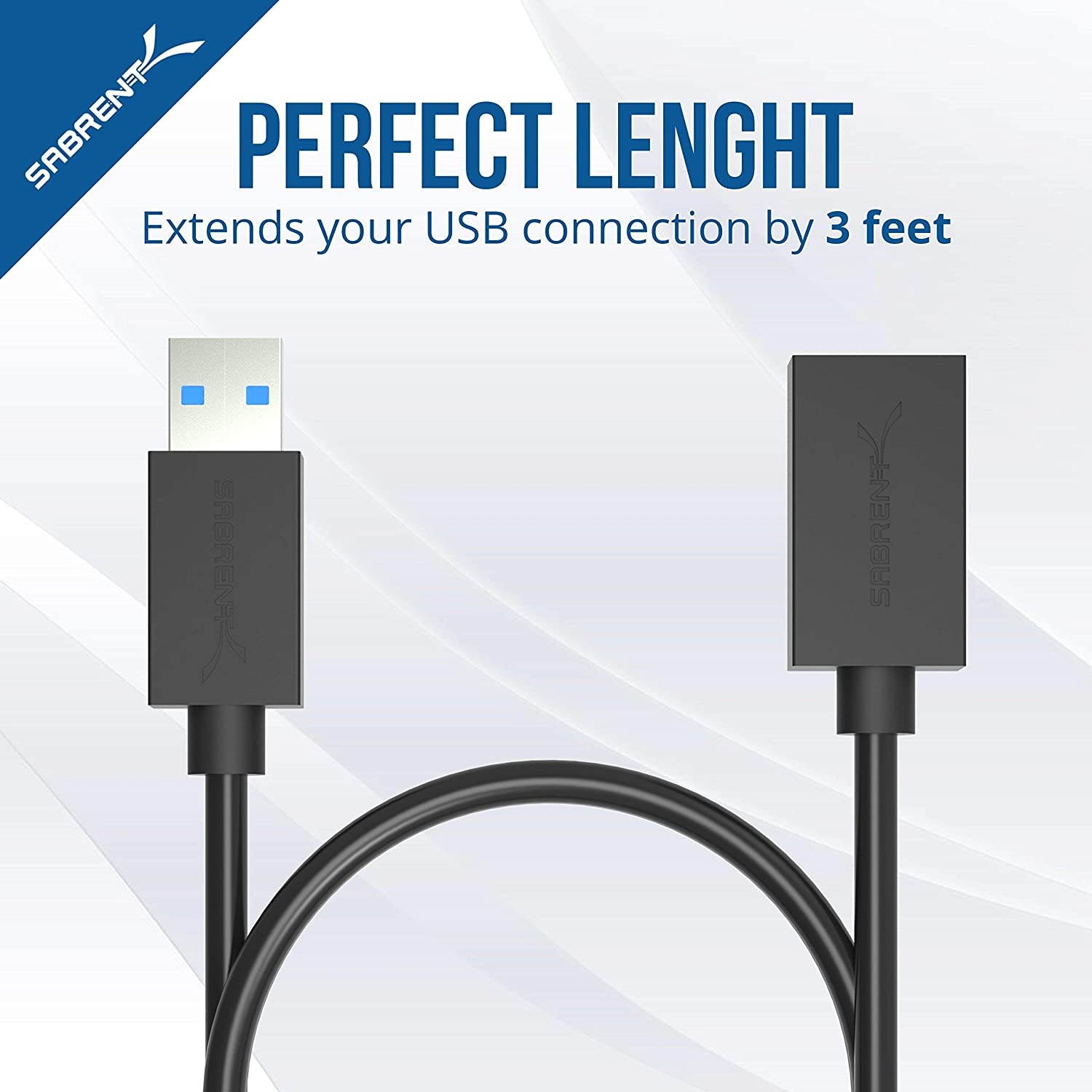 Sabrent 60W 10-Port USB 3.0 Hub + 22AWG 3 Feet USB 3.0 Extension Cable