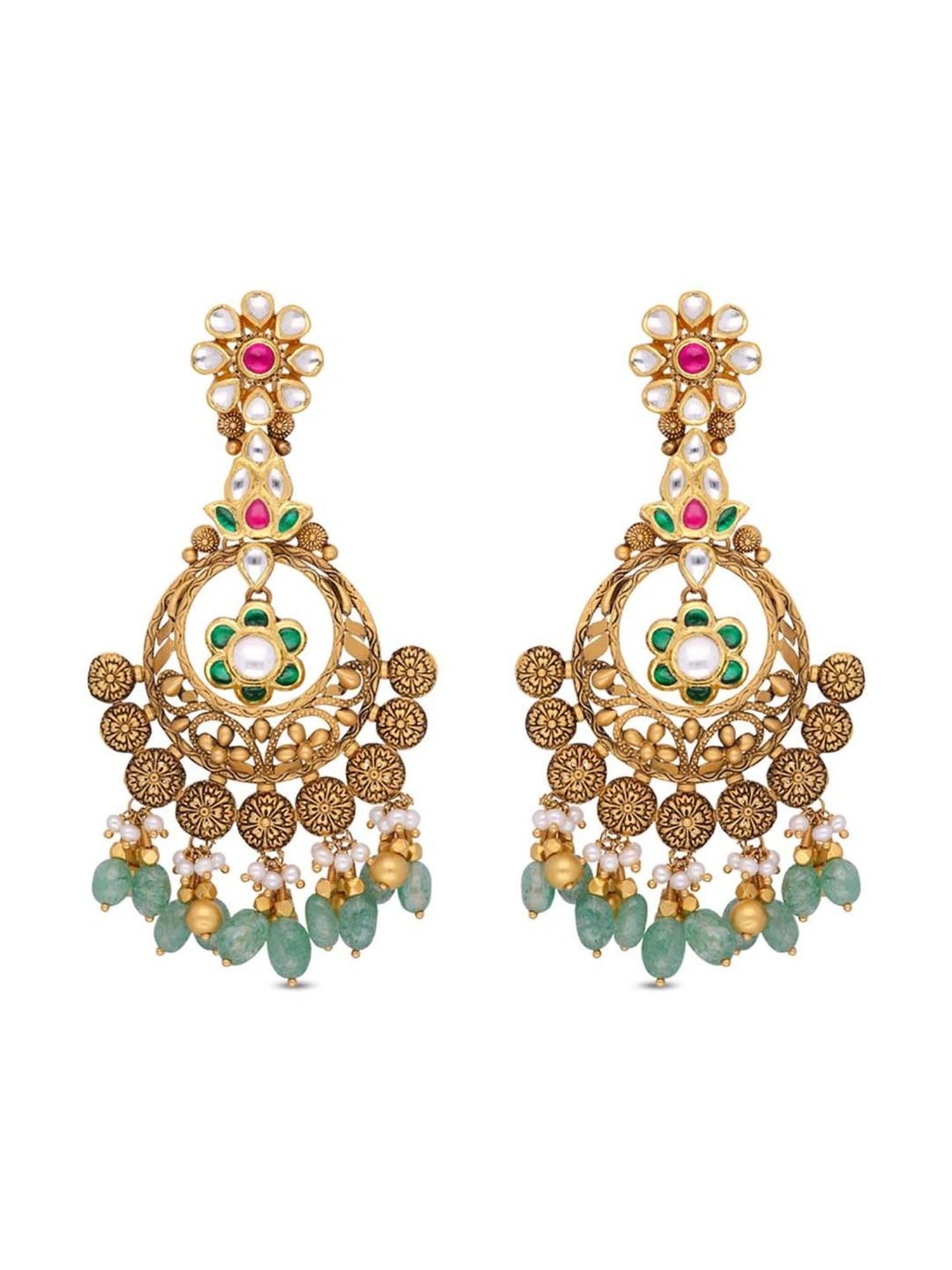 CKC Timeless Elegance: Heritage Gold Drops Set with Kundan and Stones