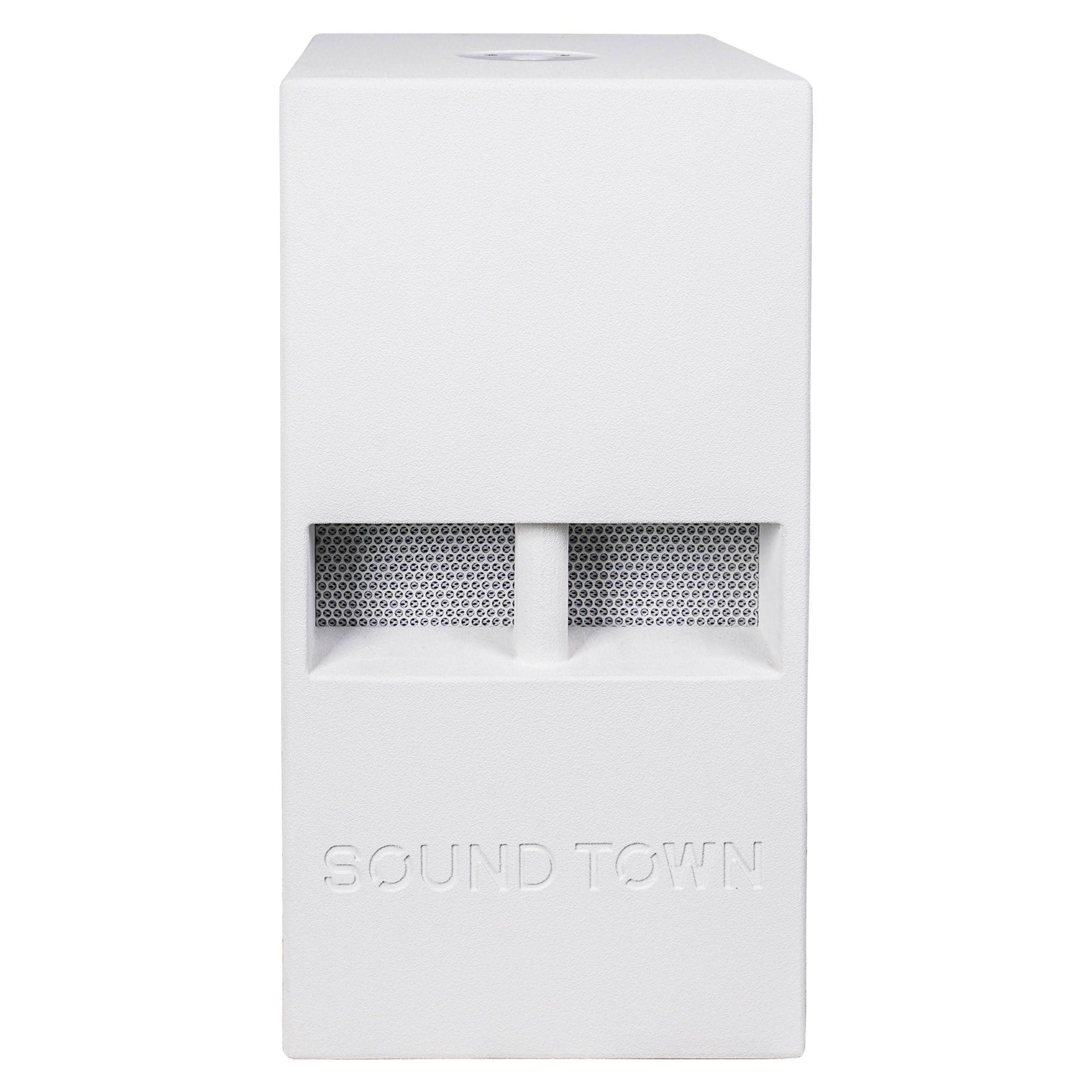 Sound Town 2-Pack 10" 1400 Watts Powered PA DJ Subwoofers with Folded Horn Design, White (CARME-110SWPW-PAIR)