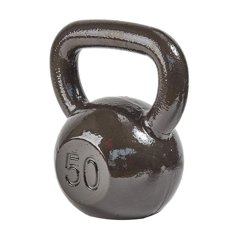 Everyday Essentials 50 Pound Full Body Fitness Exercise Strength Training Free Weight Kettlebell Weight Equipment for Home and Gym Workouts