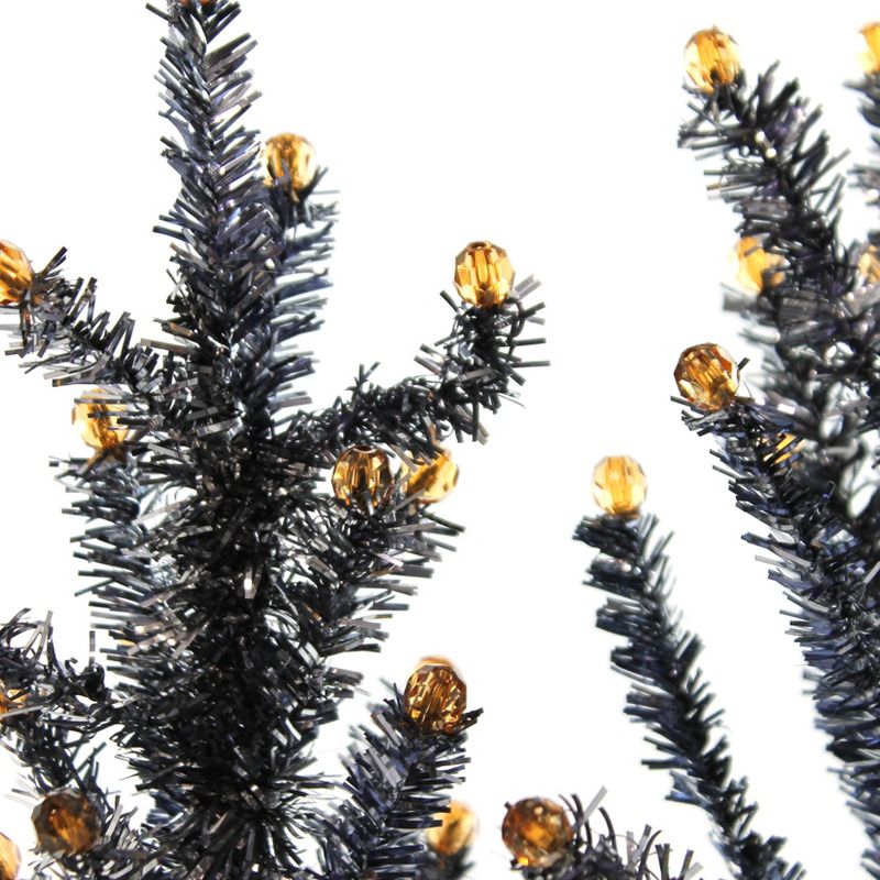 Halloween Black Tinsel Tree Wood/Plastic Set Of Two  -  Decorative Figurines