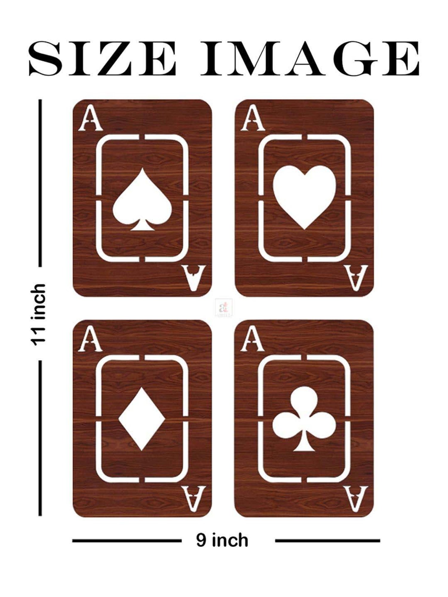 Art Street Four Suit Playing Card MDF Brown Wood Cutout Ready To Hang Wall Decor