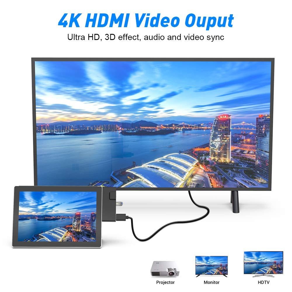 Surface Go Docking Station, 5 in 1 Surface Go Docking Station USB C hub HDMI Adapter with 1000M RJ45 Ethernet,4K HDMI, 2 USB 3.0 Ports,Audio/Microphone Output (Headphones) for Microsoft Surface Go