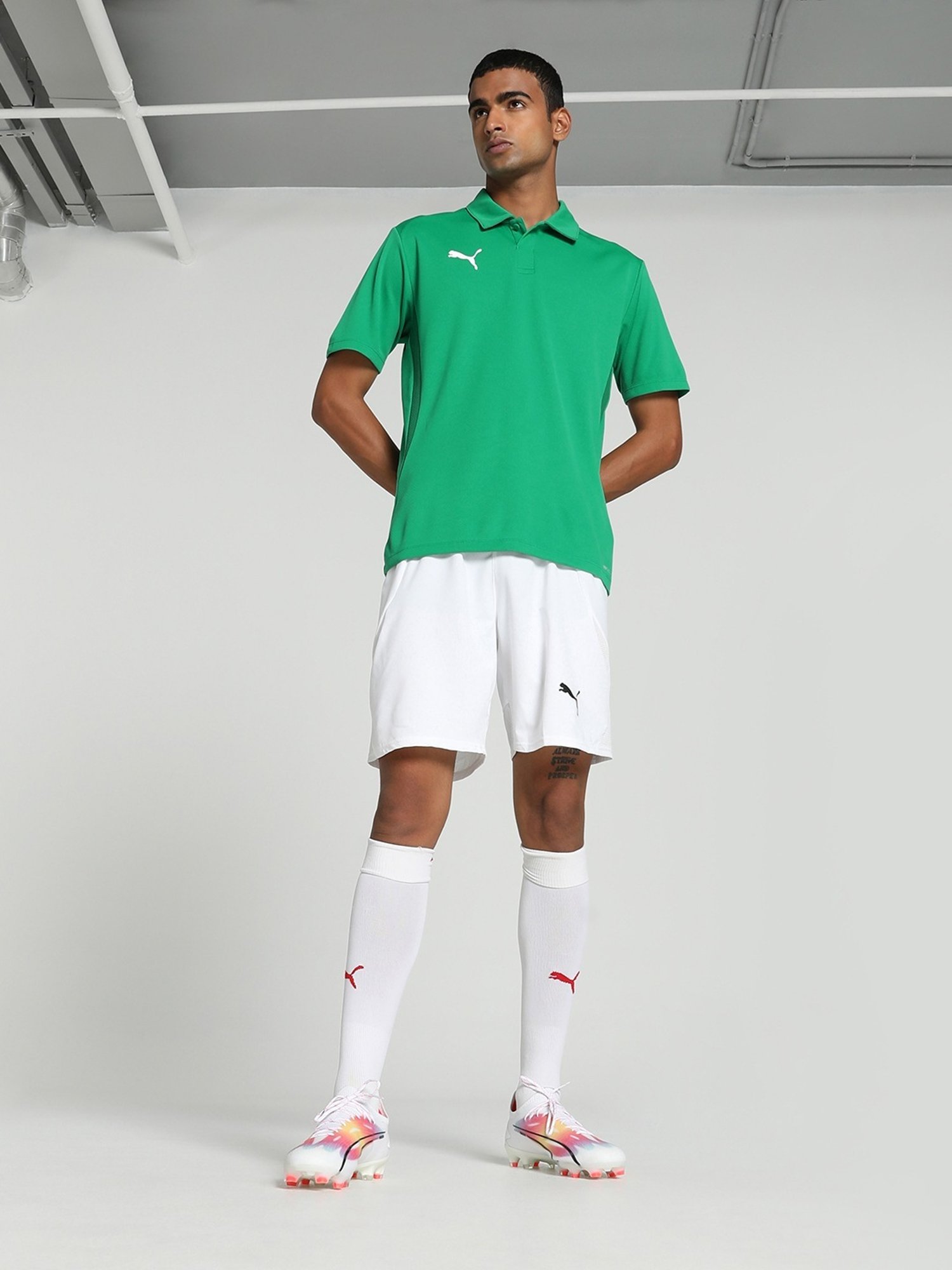 Puma teamGOAL Football Green Regular Fit Sports Polos