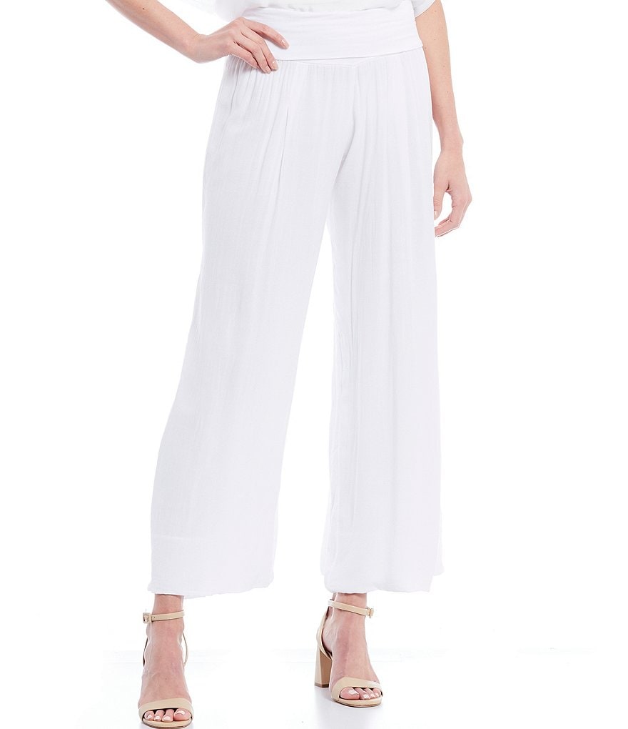 M Made in Italy Pull-On Pleat Detail Wide Leg Pants