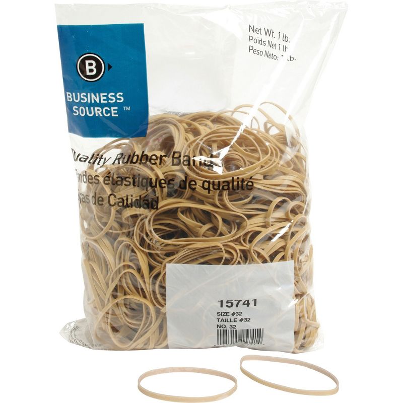 Business Source Rubber Bands Size 33 1 lb./BG 3-1/2"x1/8" Natural Crepe 15743