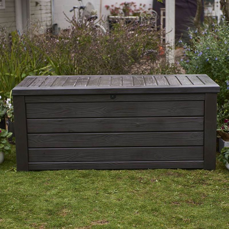 Keter Westwood 150 Gallon All Weather Outdoor Patio Storage Deck Box and Bench