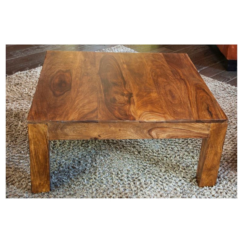 Handcrafted Medium Cube Square Table - (16H X 23.5W x 23.5D) - Natural - Timbergirl