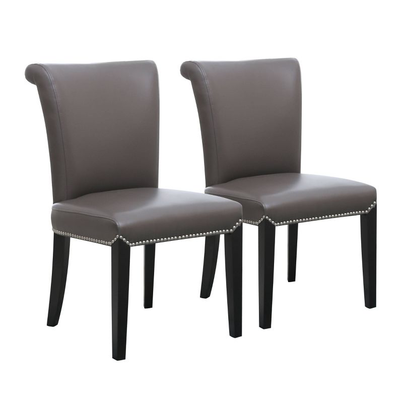 Set of 2 Aurora Leather Dining Chairs Gray - Abbyson Living