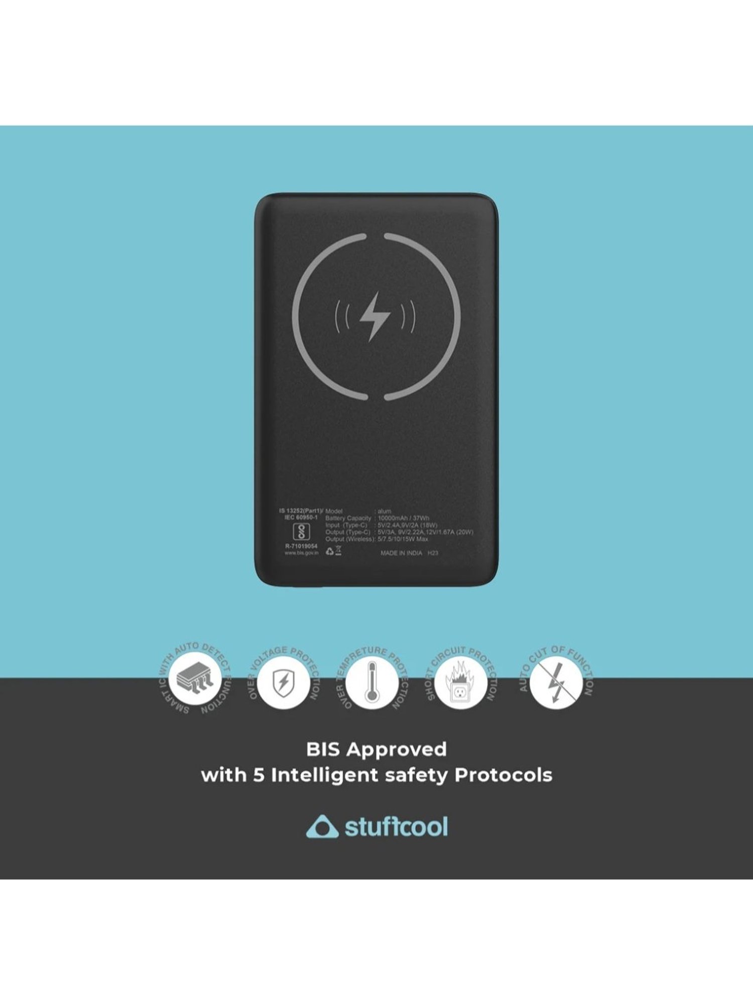 Stuffcool Alum 10000mAh Magnetic Wireless Powerbank (Silver)