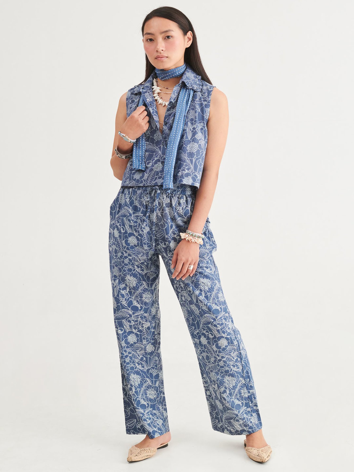 Prakriti Jaipur Indigo Crop Shirt Co-Ord Set