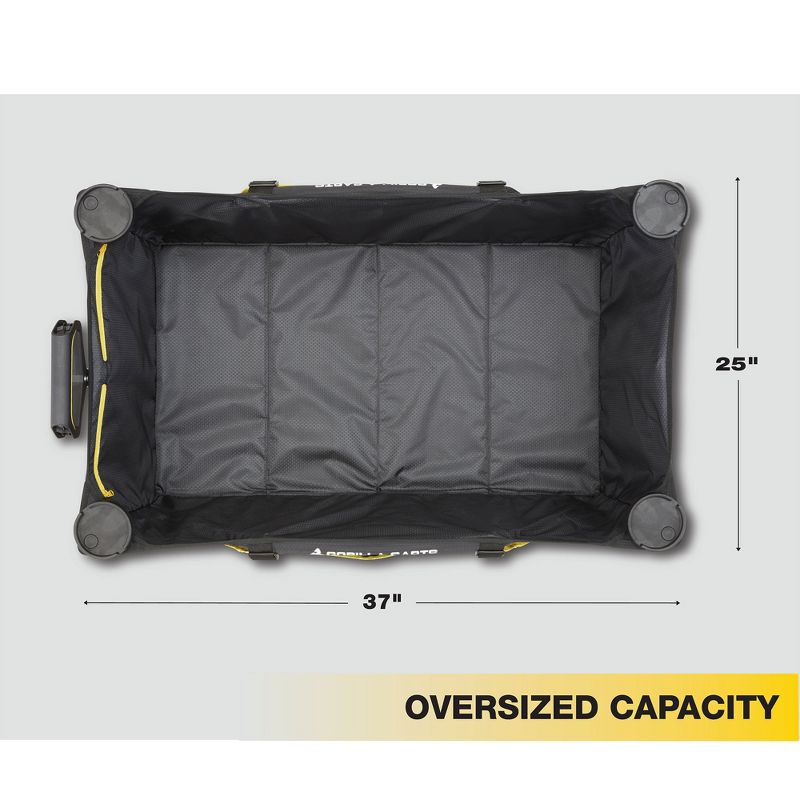 Gorilla Carts 7 Cubic Feet Foldable Collapsible Durable All Terrain Utility Pull Beach Wagon with Oversized Bed and Built In Cup Holders, Black