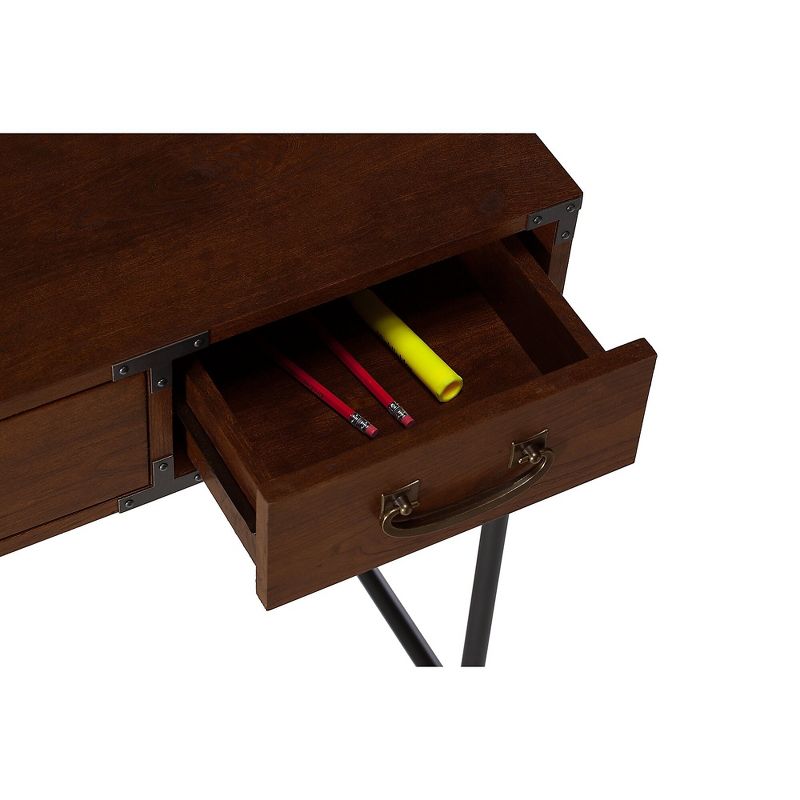 kathy ireland Home by Bush Furniture Ironworks 48W Writing Desk and 6 Cube Bookcase, Coastal Cherry