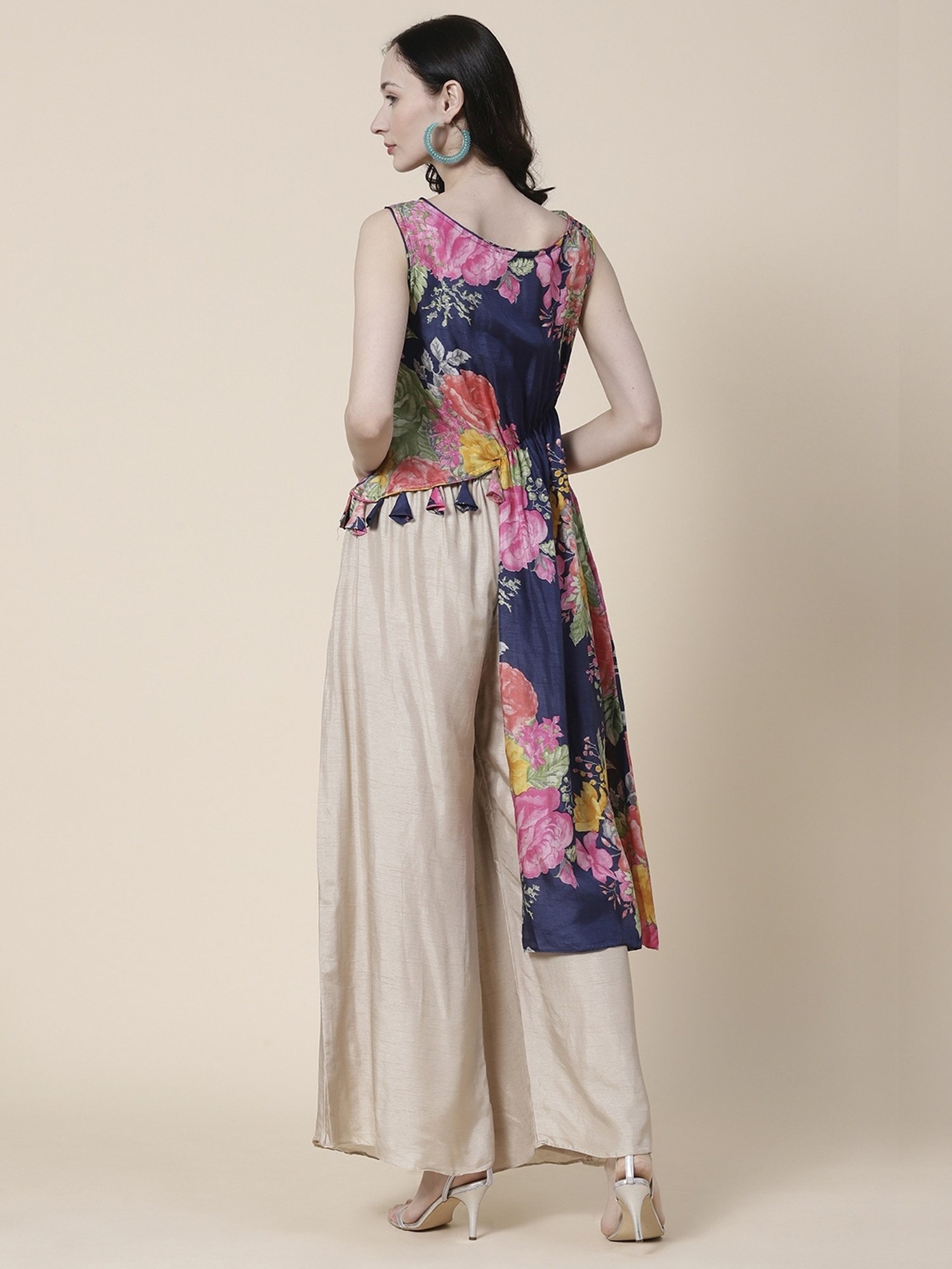 Fashor Blue Printed Tunic Palazzo Set