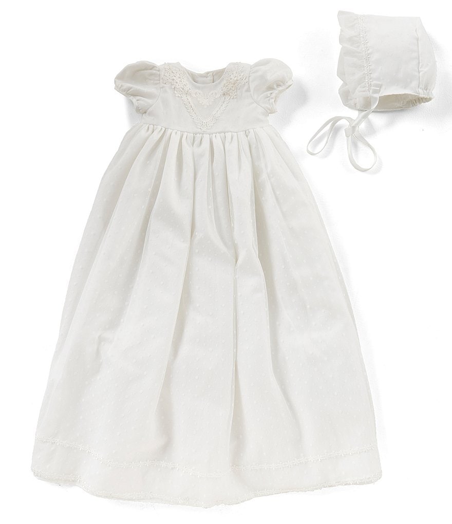 Pippa & Julie Baby Girls Newborn-9 Months Christening Dress & Bonnet Hat Set