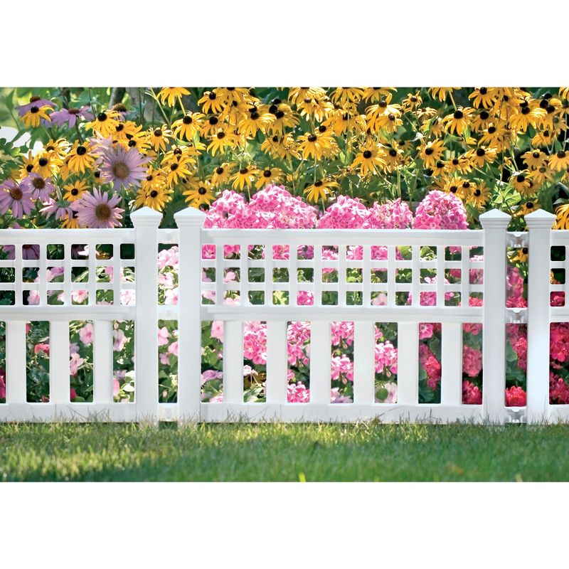 Suncast Grand View 14.5 x 24 Inch Resin Yard Garden Border Fence, White (3 Pack)