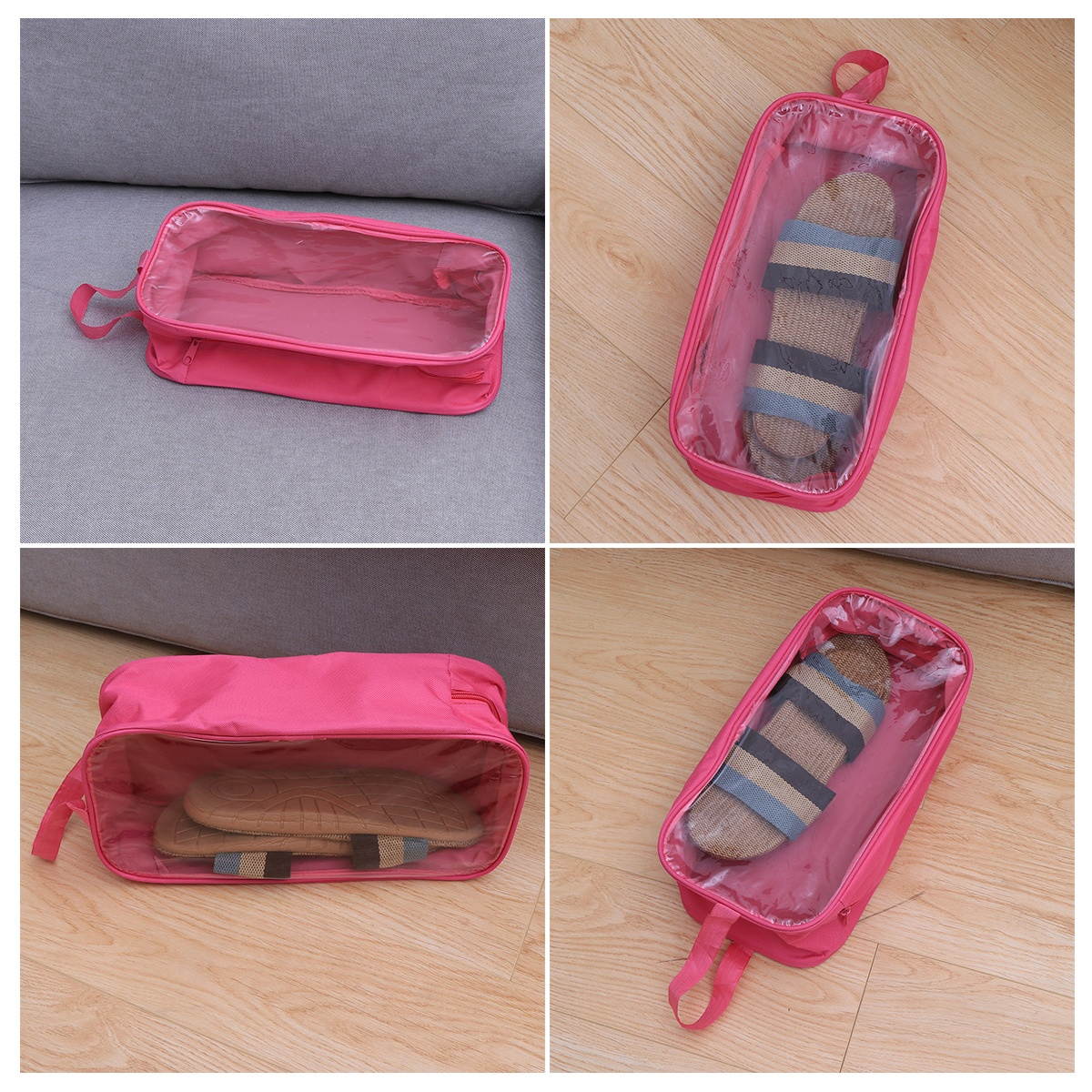 Travel Shoes Storage Bag Large Capacity Portable Waterproof Breathable Shoes Organizer Tote Pouch with Zipper for Travel Camping (Green)