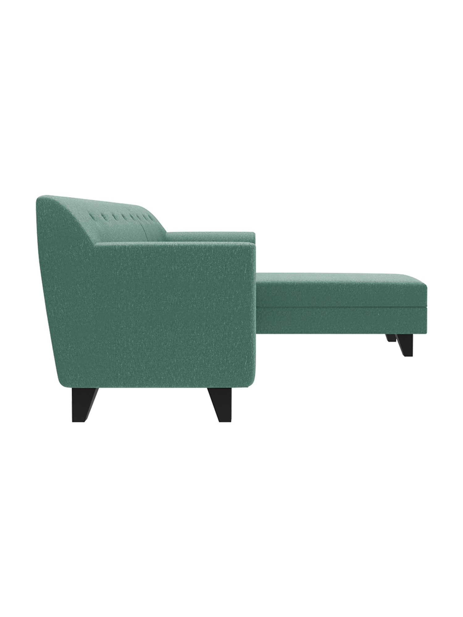 Trevi Imperial Green Fabric & Neem Wood 5 Seater RHS Sectional Sofa