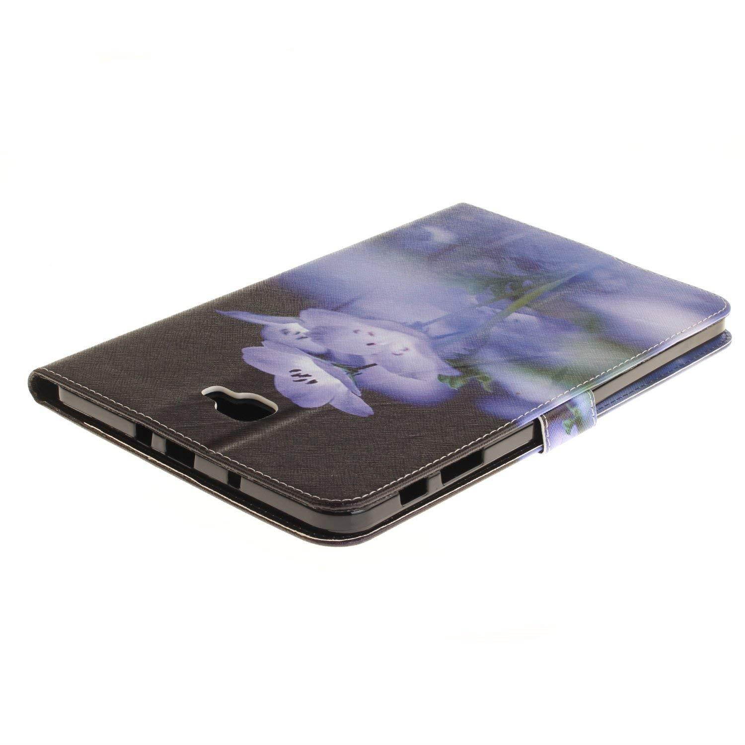 Galaxy Tab A 10.1 T580 Case,UUcovers Cute Cartoon PU Leather Protective Magnetic Closure Flip Stand Wallet Case for Samsung Galaxy Tab A 10.1 T580-Blue Flower