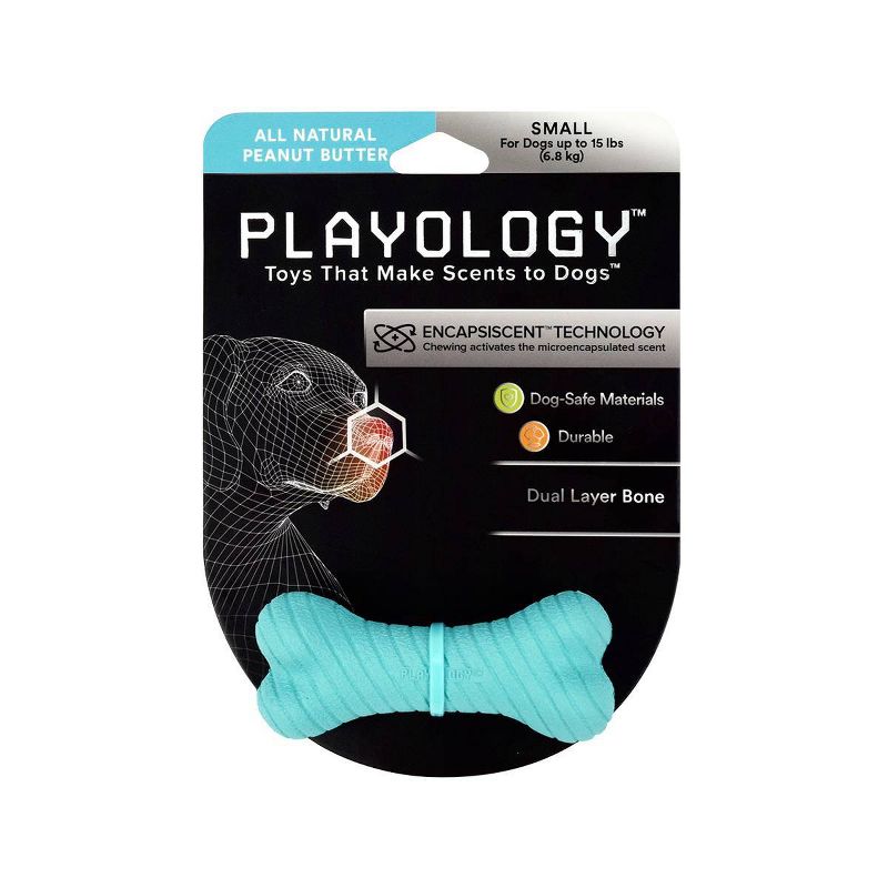 Playology Peanut Butter Scent Bone Dog Toy - Blue - S