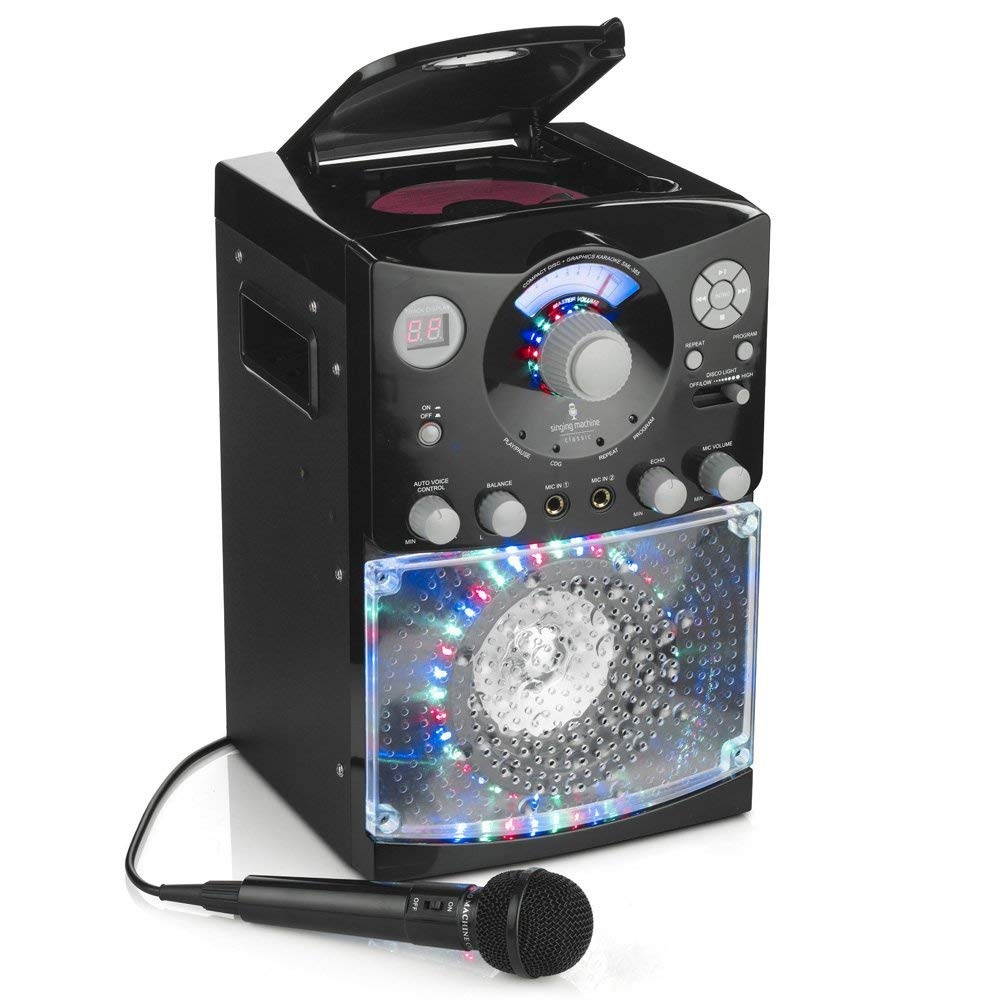 Singing Machine Top Loading CD-G Karaoke System w/ Sound & Disco Lights, Black