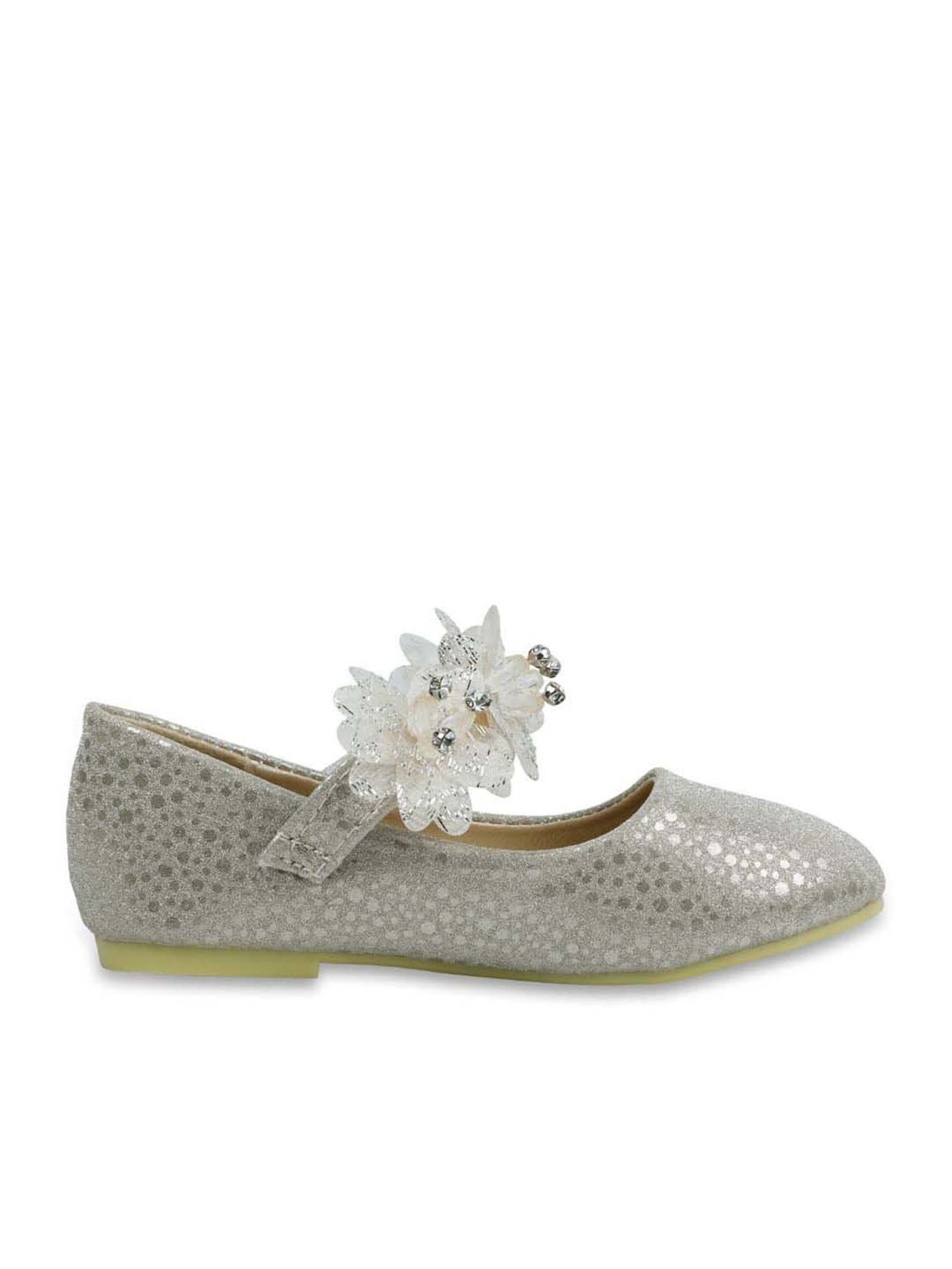 Baby Moo Kids Gold Bash Shiny Floral Mary Jane Shoes