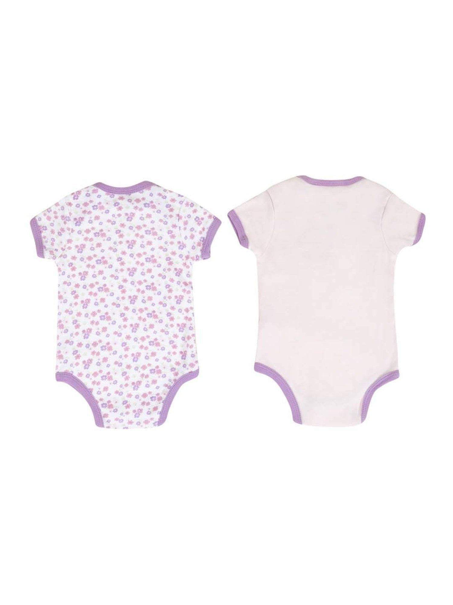 Baby Moo Kids Purple & White Cotton Printed Bodysuit Set