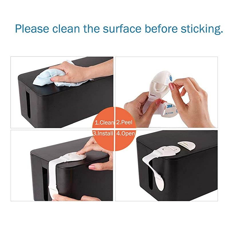 Sets Cable Management Box Organizer 6 Reusable Wire Ties 2 Cable Clips 2 Baby Safety Locks Power Strips Hider Cord Storage Home Office Electric Wires amp Surge Protector Cover Black