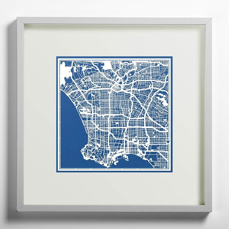 Los Angeles Paper Cut Map by O3 Design Studio White 12x12 inches Paper Art