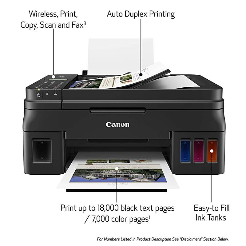 PIXMA G4210 Wireless AllInOne Supertank Megatank Printer Copier Scan Fax and ADF with Mobile Printing Black One Size Works with Alexa