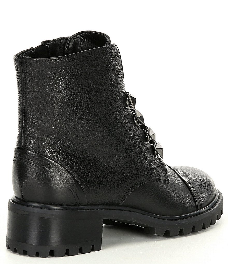 Schutz Jeh Leather Chain Link Detail Lug Sole Combat Boots