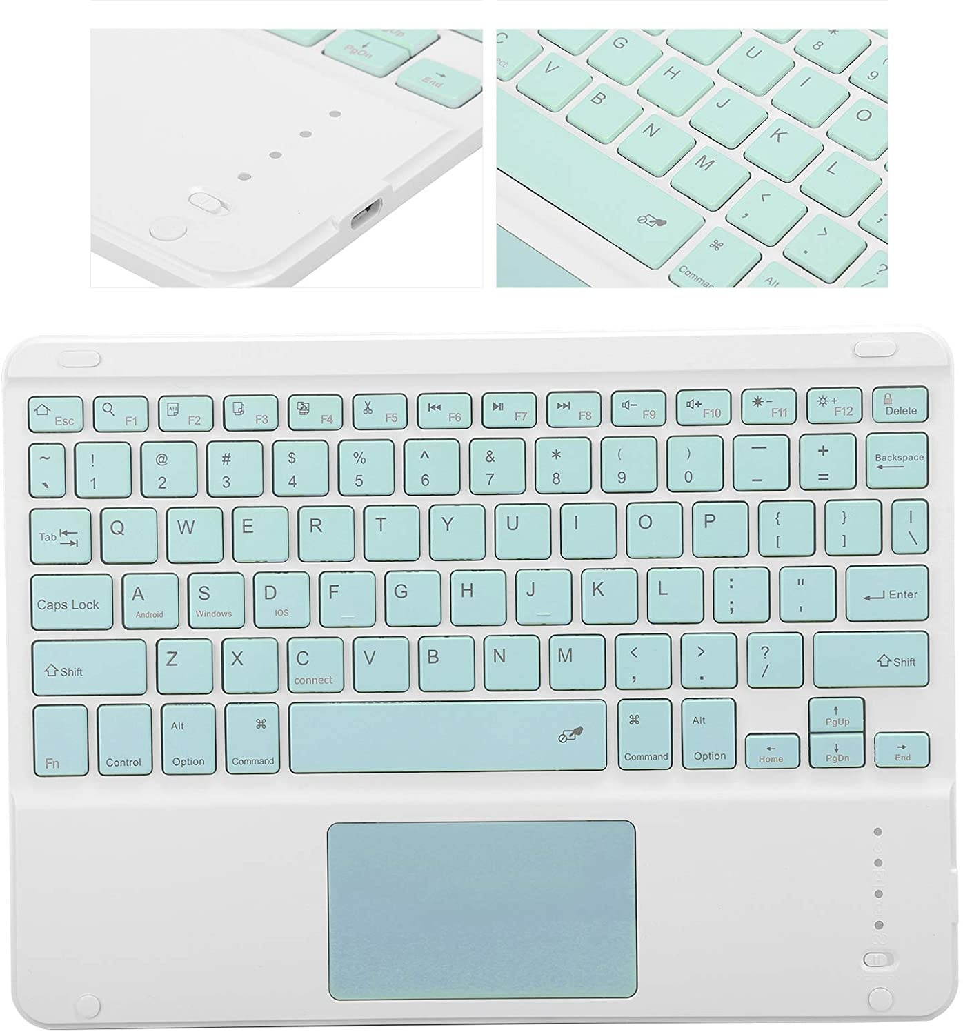 Universal Wireless Bluetooth Keyboard, Mobile Phone Computer Keyboard with Touch Rechargeable, Ultra-Thin, Bluetooth 3.0 Connection, Compatible with Windows, iOS, Android(Green)