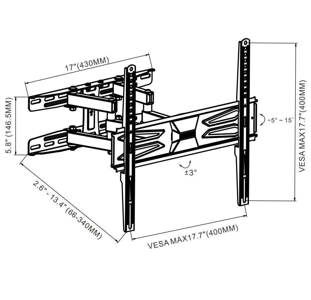 Fleximounts A22 TV Wall Mount for Most 32"-60" LED LCD Plasma Flat Screen up to VESA 400x400mm with Full Motion Articulating Tilt Swivel Bracket