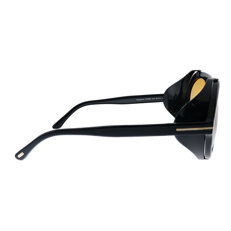 Tom Ford Neughman TF 882 01B Unisex Aviator Sunglasses Shiny Black 60mm